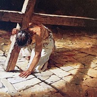 Упал под тяжестью Креста